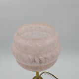 Lampe en laiton art déco et globe clichy rose