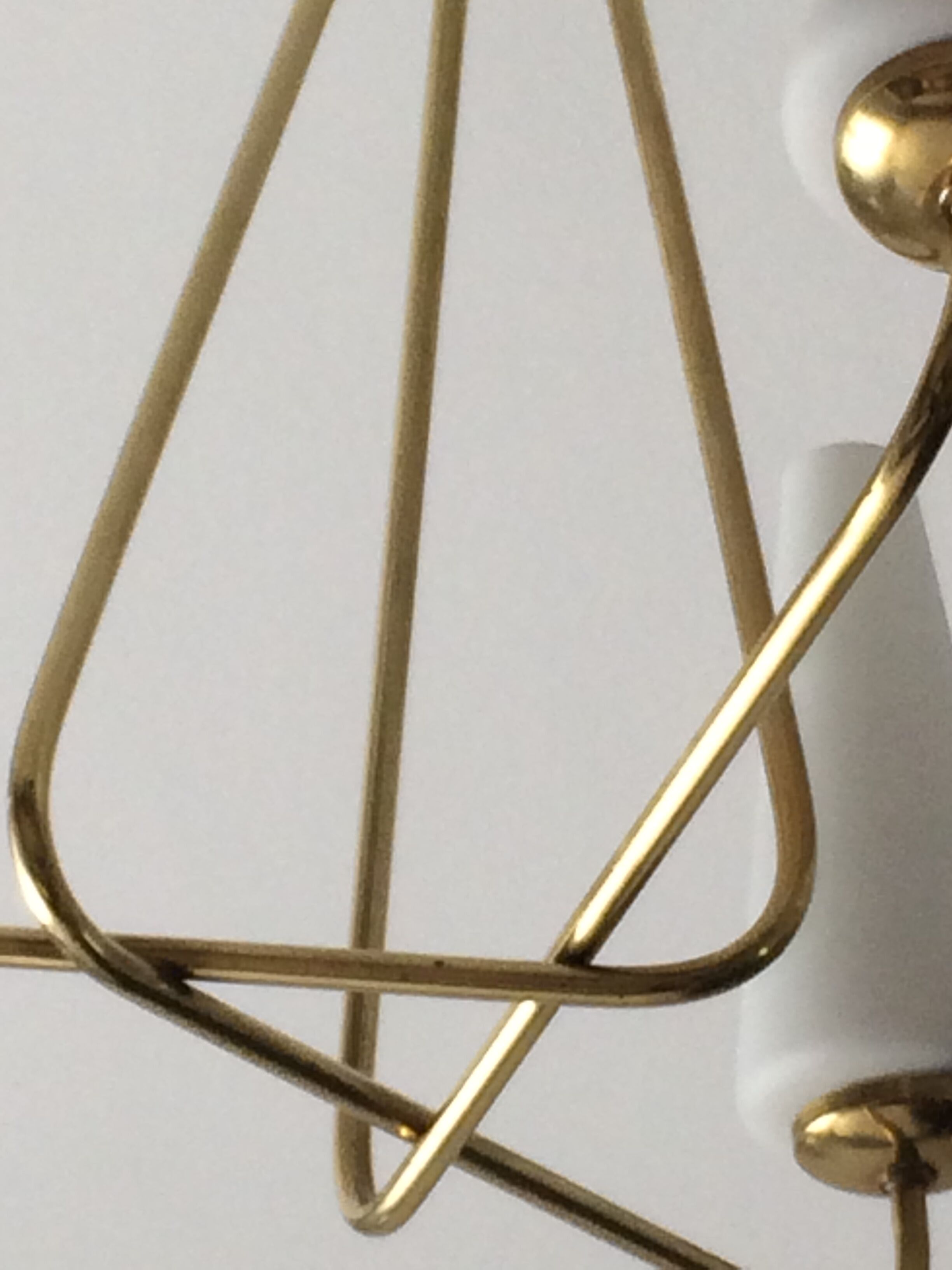 3-branch brass and opaline chandelier 1950/1960