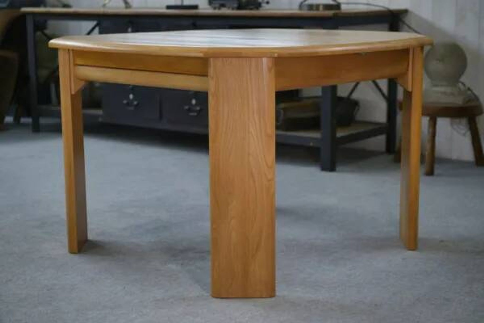 Solid elm table in the style of Maison Regain, 1970s