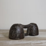 Double inkwell in old wood