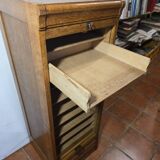 Art Deco curtain cabinet from the 1930s in oak with interior drawers, 120cm H.