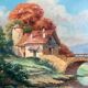 Tableau HSP "Landscape by the River" signed Bizet (mid-20th century school)