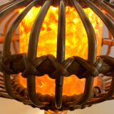 Rattan lamp in the shape of an ellipse Louis Sognot 1950