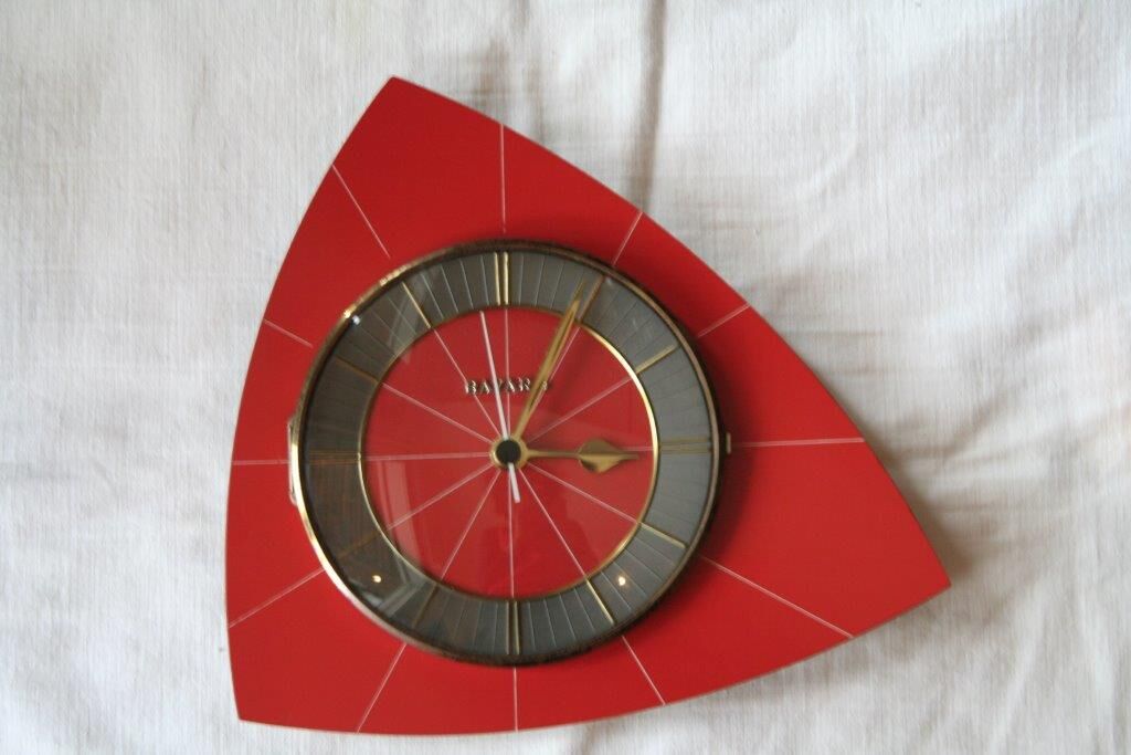 Bayard vintage formica wall clock red