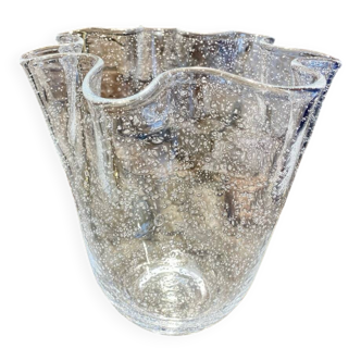Murano bubble blown glass handkerchief vase