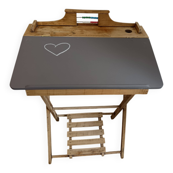 Pupitre d'écolier en bois enfant pliable ardoise