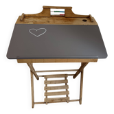Children's wooden school desk with foldable slate