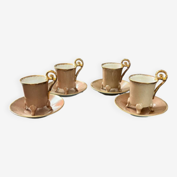 Ensemble 4 tasses a café service Fabienne JOUVIN en porcelaine