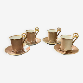 Set of 4 Fabienne JOUVIN porcelain coffee cups