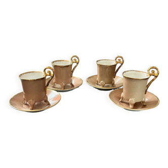 Set of 4 Fabienne JOUVIN porcelain coffee cups