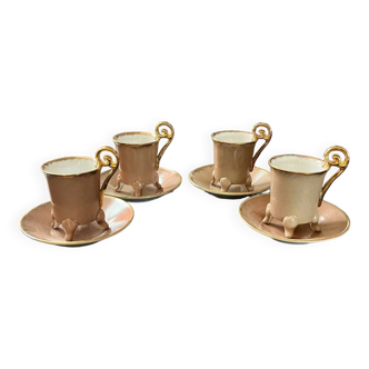 Ensemble 4 tasses a café service Fabienne JOUVIN en porcelaine