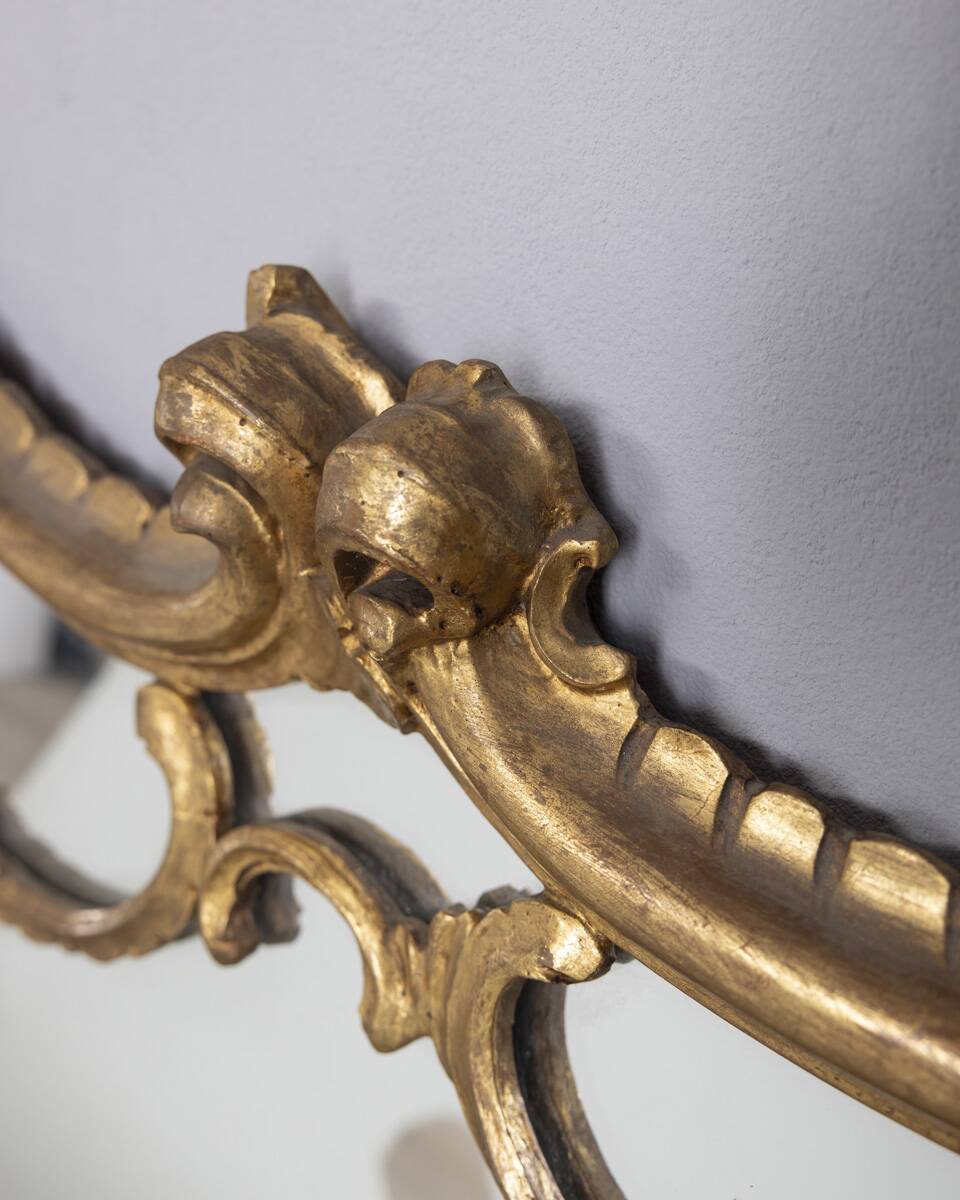 LARGE EARLY 20TH CENTURY WALL MIRROR IN GILDED WOOD IN BAROQUE STYLE