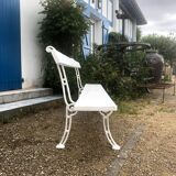 White garden bench