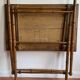 Folding table in bamboo-style wood and woven top, Napoleon III