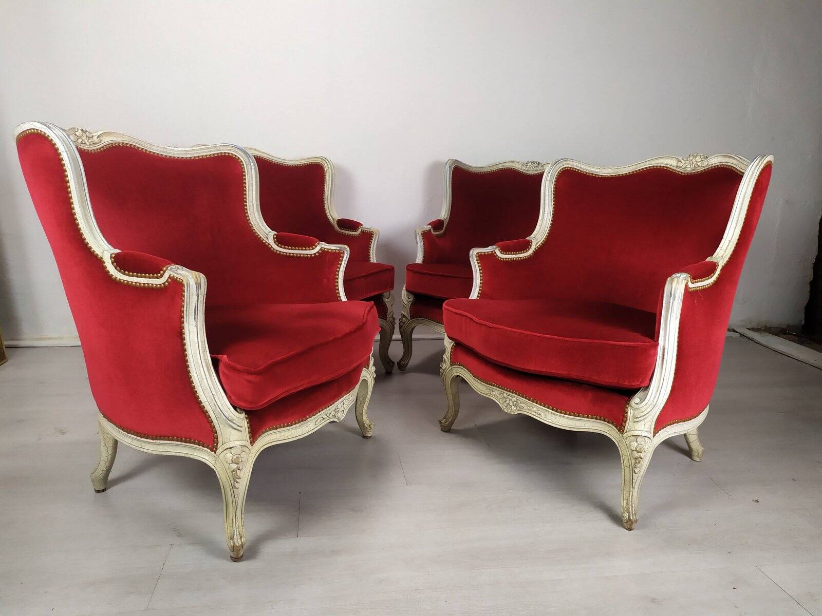 4 Louis XV Bergère armchairs