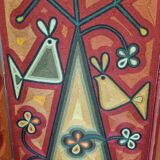 Screen decorated with wool threads, "Huichol" art, Sofia Ribeira, 120 cm