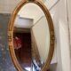 Miroir Art Nouveau ovale en bois peint et miroir biseauté
