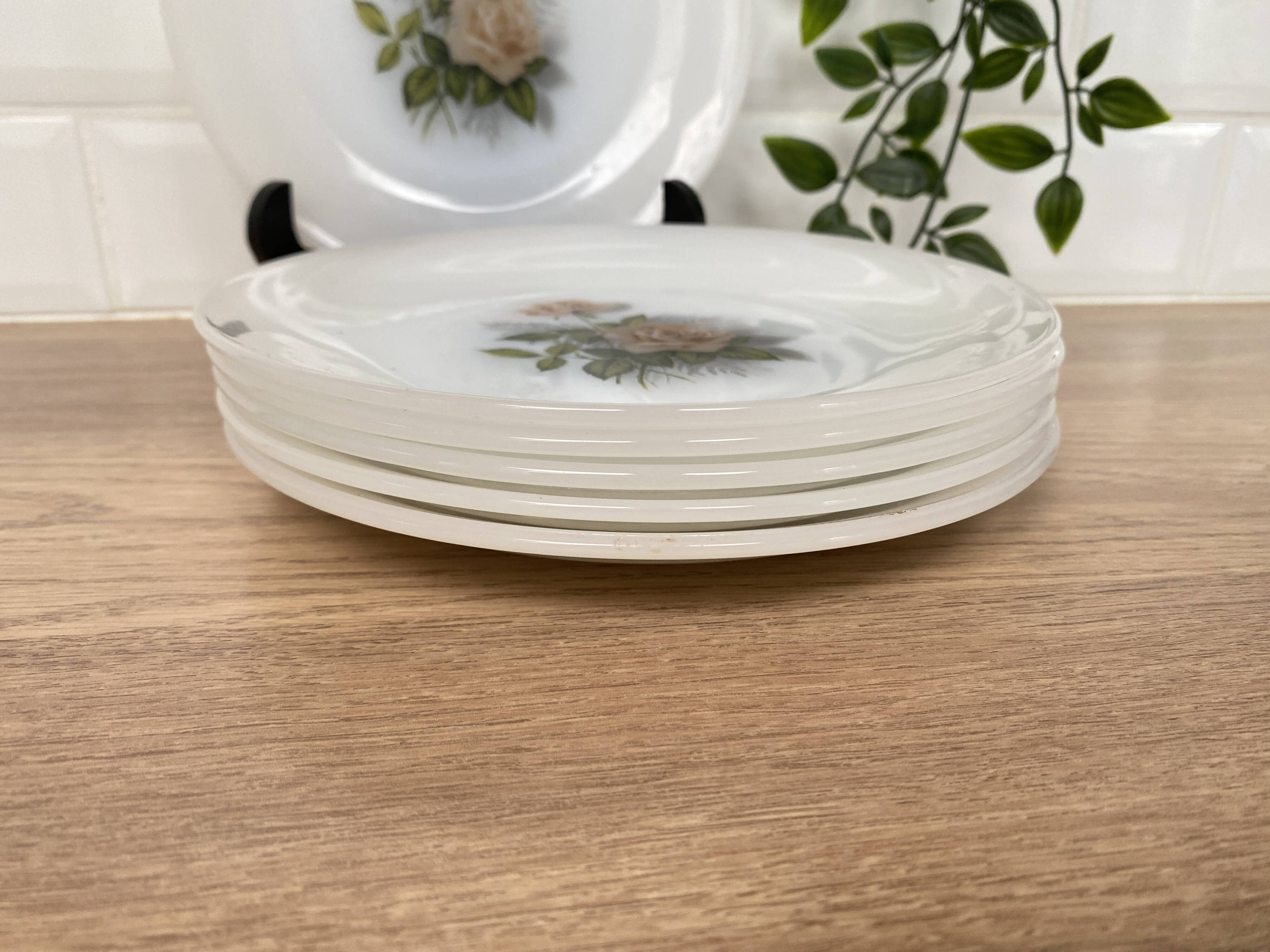Set of 6 Arcopal Rose de France dessert plates