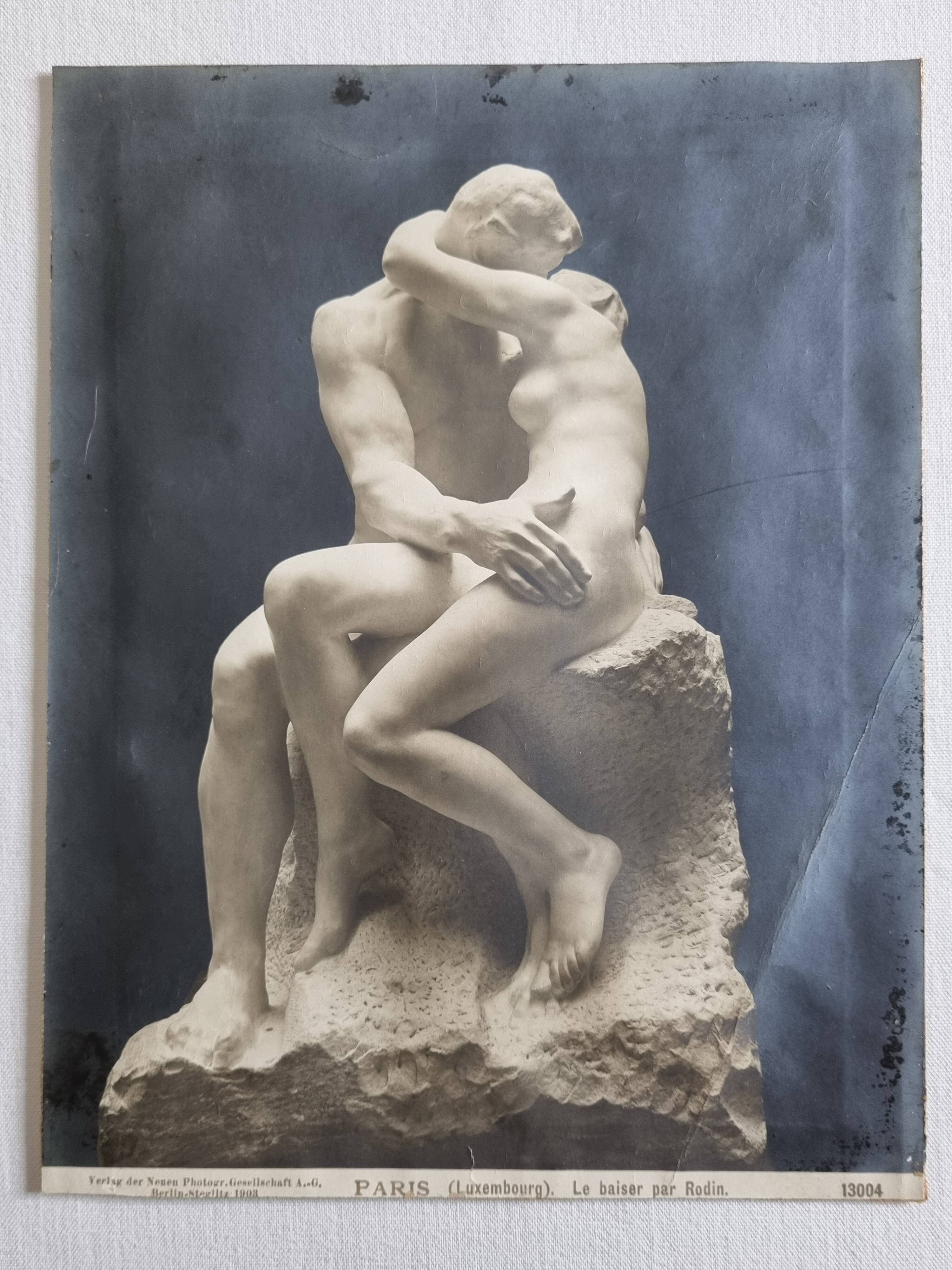 Old silver print, "Rodin's Kiss", 1903, 18 x 24 cm