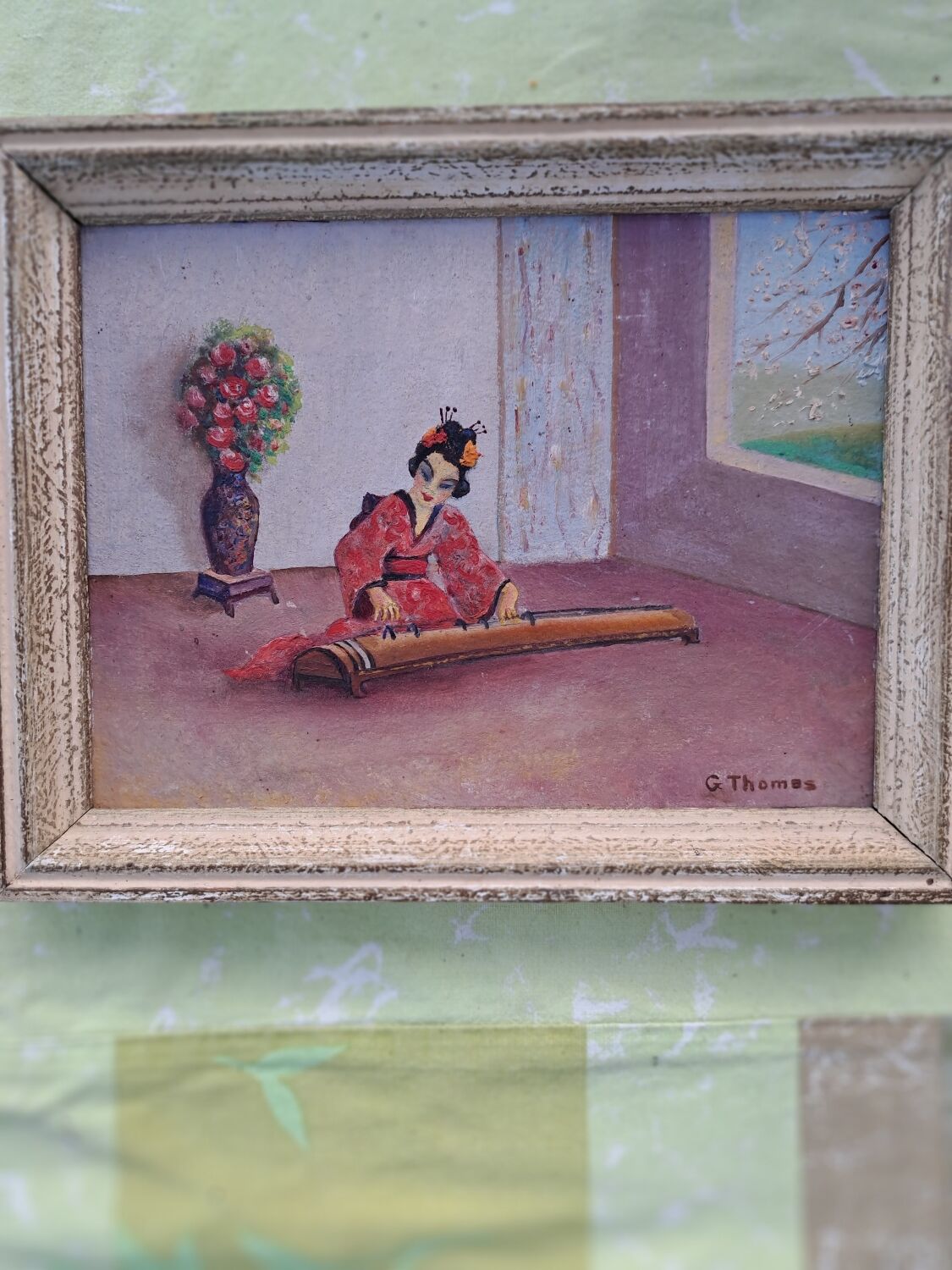 Painting "geisha with zither"