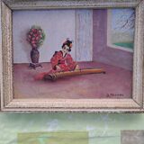 Painting "geisha with zither"