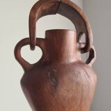 Hanging vase in solid wood carved / handcrafted