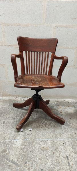 Old American office chair circa 1940 in oak