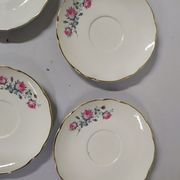 Lot of 6 saucers Sarreguemines digoin eded golden pink flowers