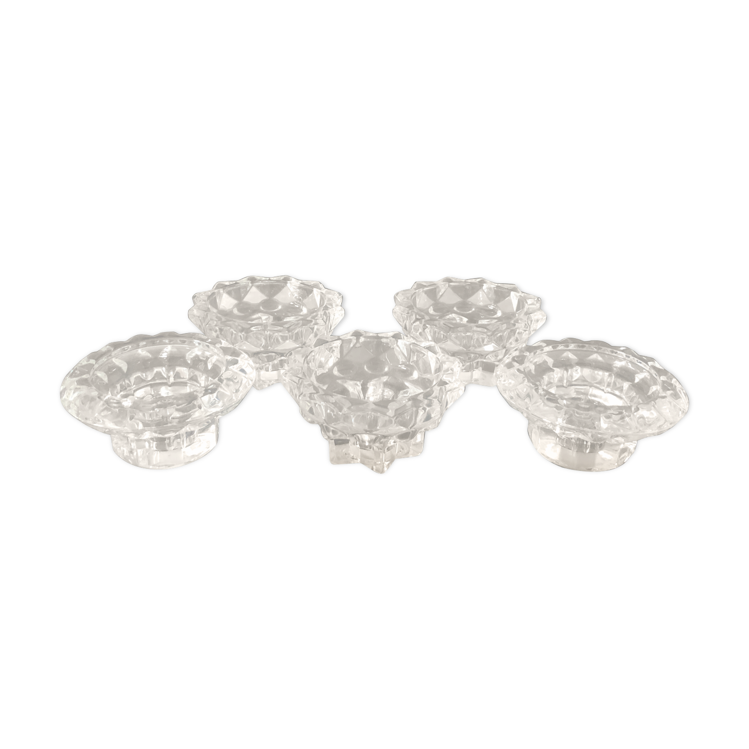 Set of 5 glass candlesticks