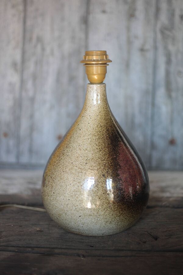 Lampe grès signée vintage, lampe de table, lampe a poser, poterie