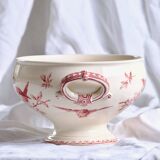 Salad bowl, soup tureen in pink ironware Sarreguemines "Favori" service, 19th century