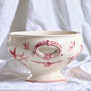 Salad bowl, soup tureen in pink ironware Sarreguemines "Favori" service, 19th century