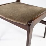 Set of five dining room chairs in dark wood and dark fabric of danish design by Farstrup, 1960s