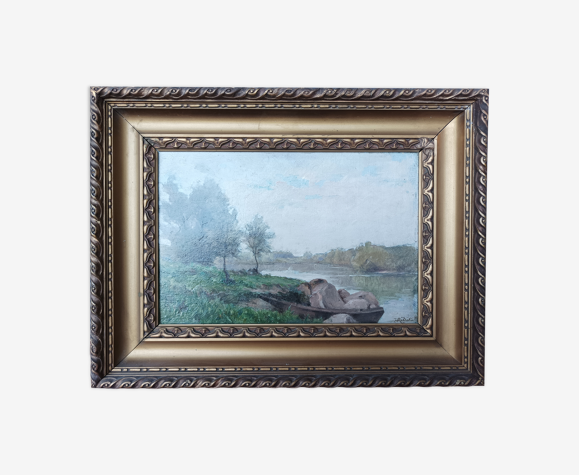 Paysage huile sur panneau, Jules Ridet (1847-1918)