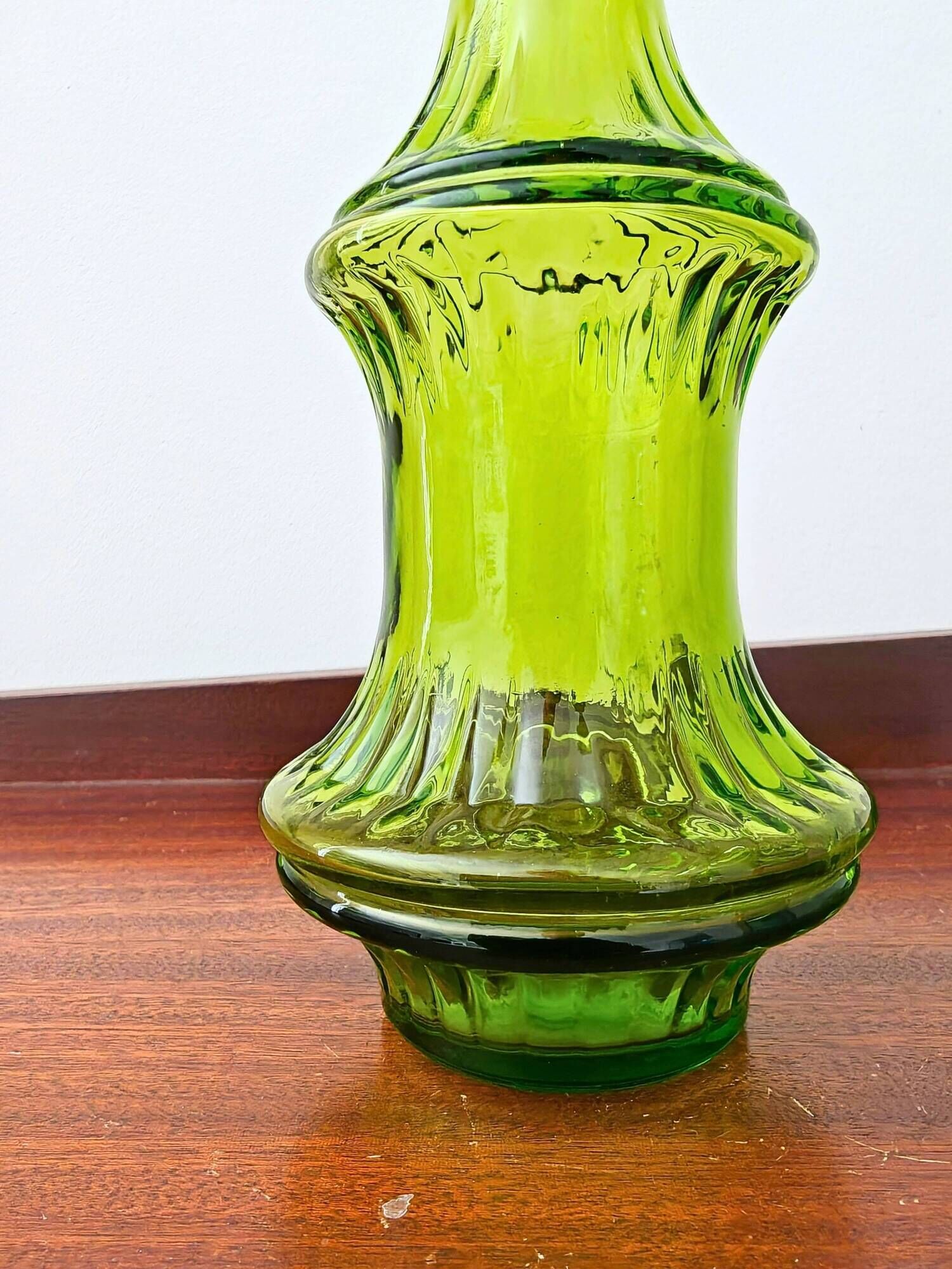 Bouteille Empoli Mid-Century en verre vert