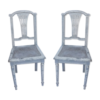 Paire de chaises cannées 1900 style Louis XVI