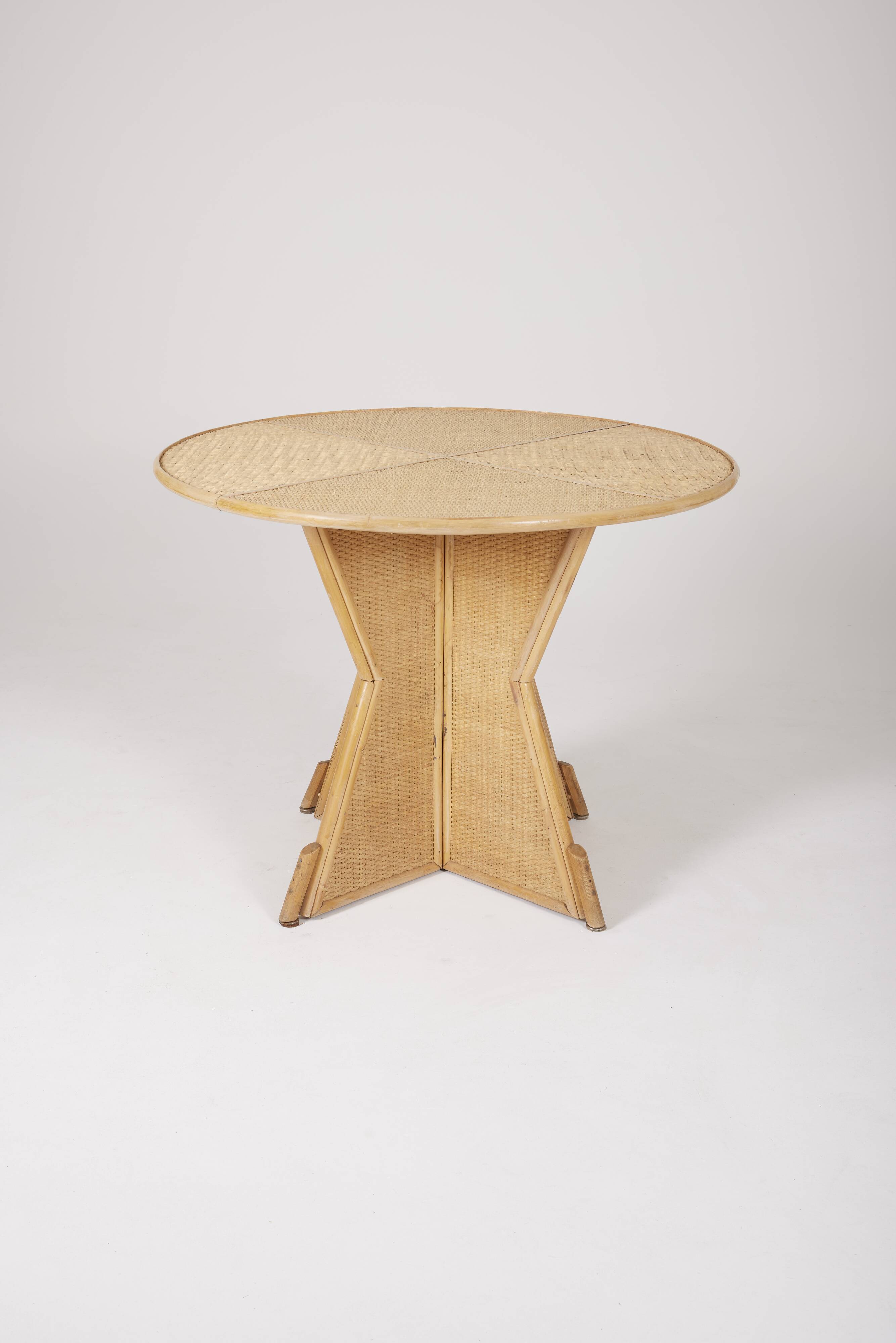 Rattan and wood dining table