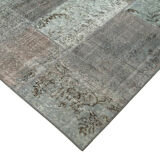 Handwoven oriental overdyed 170 cm x 247 cm grey patchwork carpet