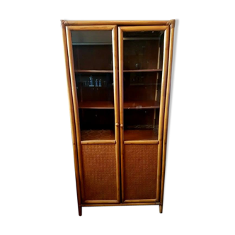 Armoire Vitrine rotin cannage