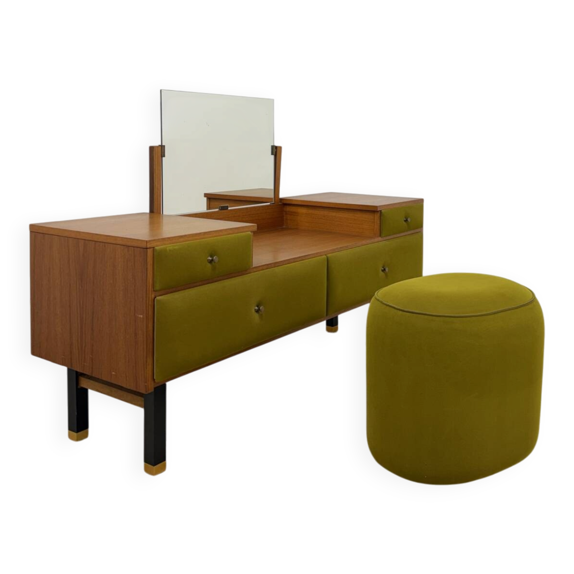 Coiffeuse et son pouf par Roger Landault, années 70