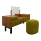Coiffeuse et son pouf par Roger Landault, années 70