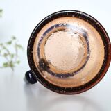 Bubble glass jug made by French craftsmen, blue and orange