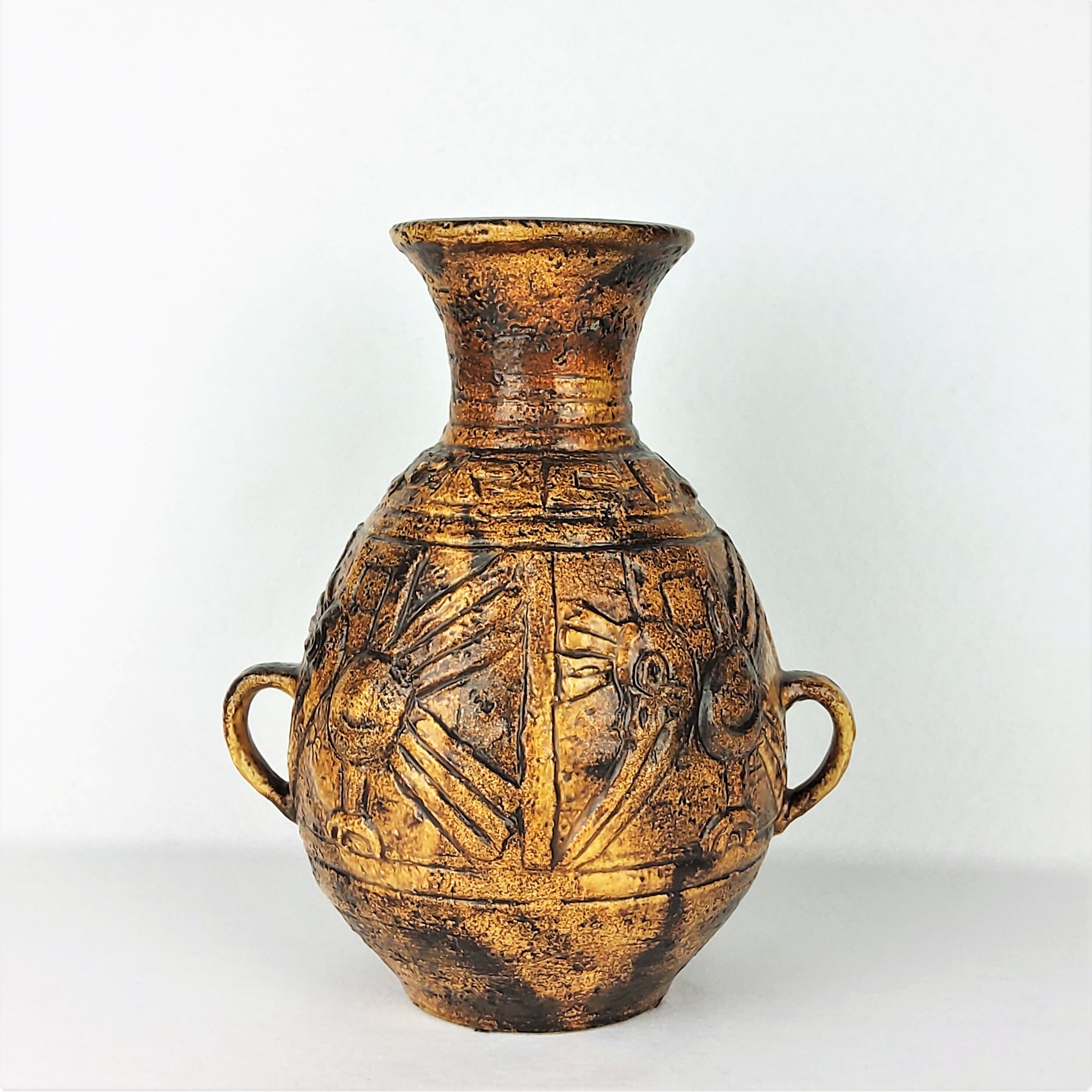 Vase au décor Aztèque de Jasba 1960 - Keramik