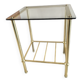 Table d'appoint vintage laiton et verre