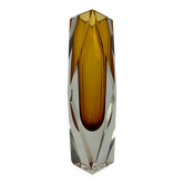 Yellow art glass vase by Flavio Poli for Murano