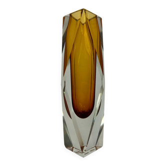 Yellow art glass vase by Flavio Poli for Murano