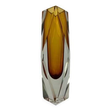 Yellow art glass vase by Flavio Poli for Murano