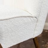 Pair of white cream boucle chairs, 1950s