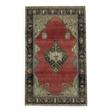 1970s Vintage Turkish Handmade Wool & Cotton Red Area Rug 172x278