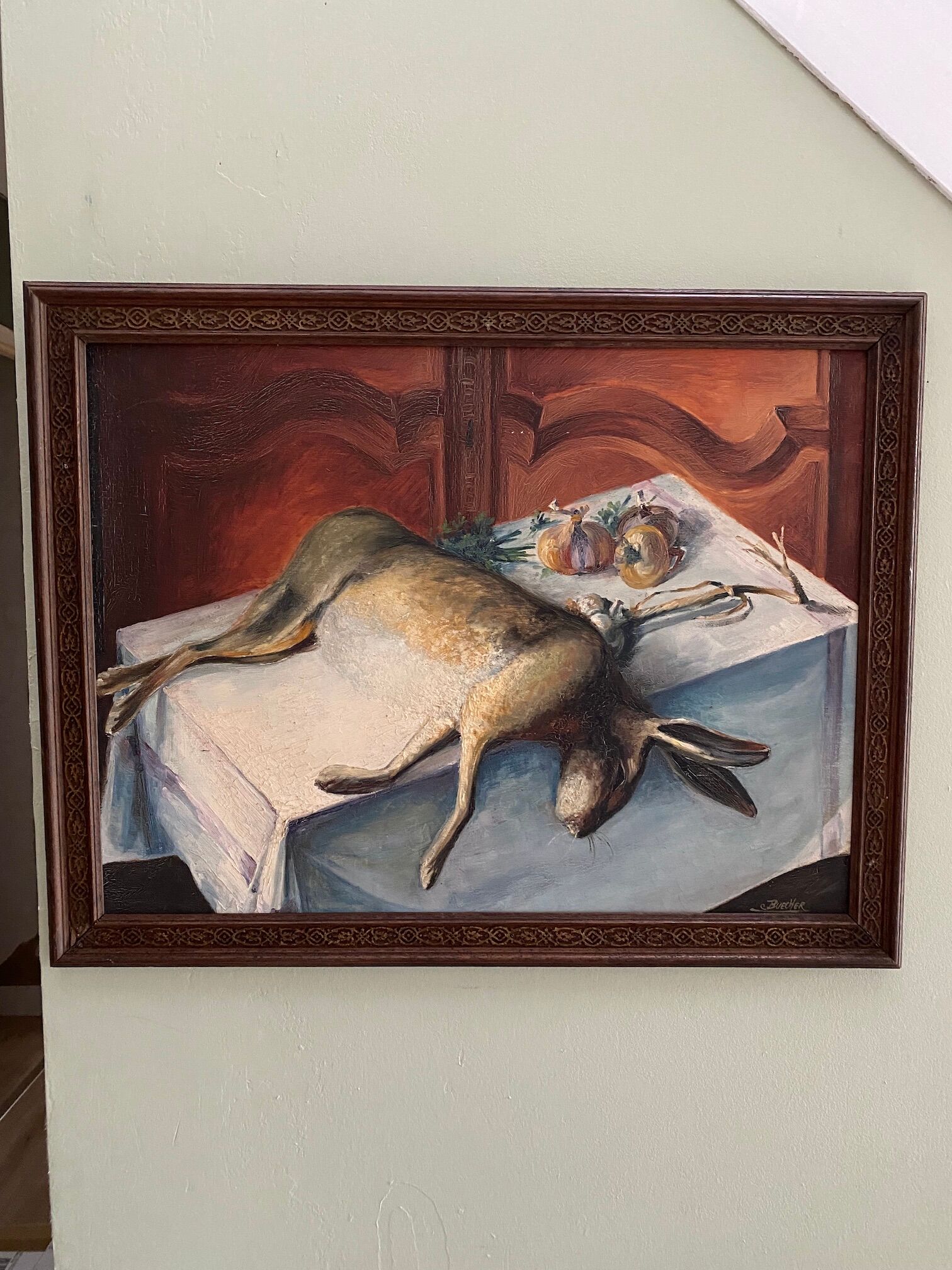 Huile sur toile still life hare